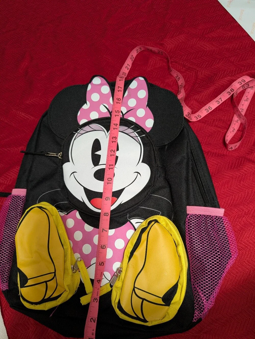 Disney Minnie Mouse Black Pink Yellow Kids Backpack with Ears